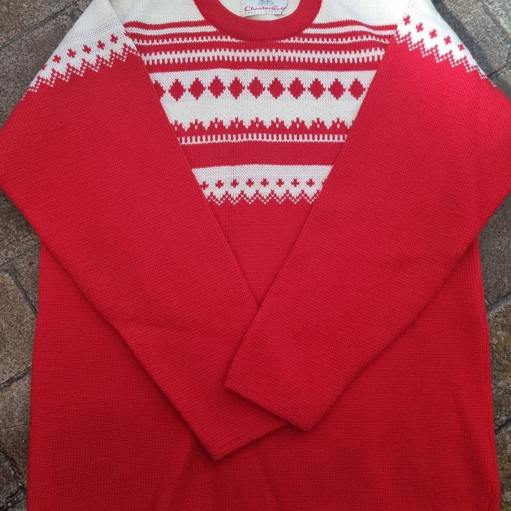 VTG MEN'S CHARLES WOLF OSLO NORWAY 100% WOOL SKI JUMPER SWEATER JACKET SIZE: M